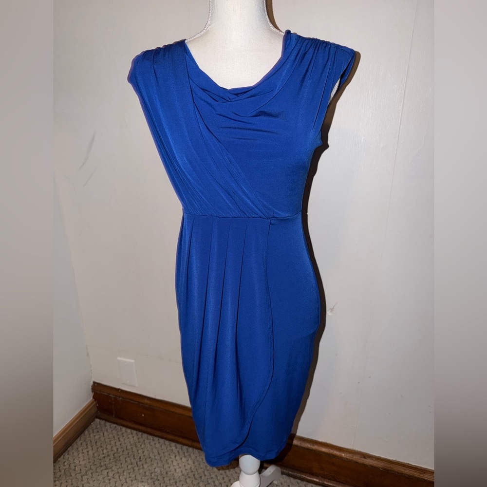Carole Little Cobalt Blue Draped Midi Dress